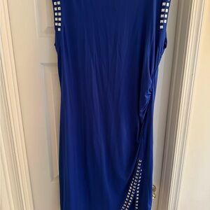 Breezy Charm: Blue High-Low Sundress with Delicate Accents